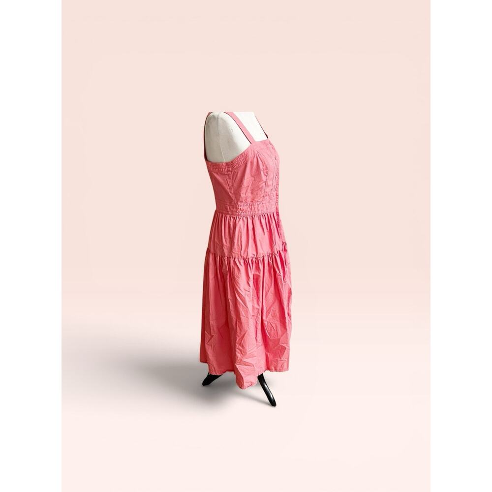 Banana Republic Cinched Waist Midi Tank Sundress Pink Size 6 Button Front Tiered - Picture 4 of 10